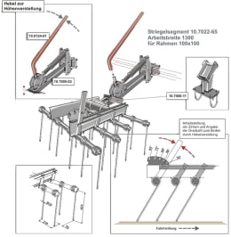 Technische Zeichnung: Industriehof® Striegelzinken 420 x 10 mm, für Striegel Bourgault