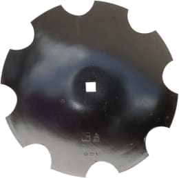 Technische Zeichnung: NIAUX 200 Eggenscheibe 510 x 4 mm, ZB Vierkant, 28 x 28 mm, gewölbt, gezahnt, für Doublet-Record