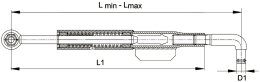 Technische Zeichnung: Walterscheid Stabilisator DHSL, mechanisch, 488 – 545 mm, Federweg ± 60 mm, für Unterlenker mechanisch