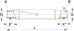 Technische Zeichnung: Walterscheid Stufenrohr OL-B/OL-C, Rechts-/Linksgewinde, für Spindeloberlenker