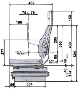 Technische Zeichnung: Traktorsitz Compact Star L, luftgefedert, PVC/Stoff