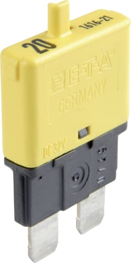 Produktbild: Herth + Buss Sicherungsautomat 20 A/32 V gelb, B x H x T 20 x 34,9 x 6 mm, 50 295 904