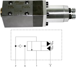 Technische Zeichnung: Speicherladeventil Cetop, NG06 -B-, Betriebsdruck von/bis (kalk) 150 bis 315 bar
