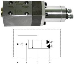 Technische Zeichnung: Speicherladeventil Cetop, NG06 -B-, Betriebsdruck von/bis (kalk) 60 bis 210 bar