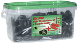 Produktbild: Ako Ringisolator 100 St. Holzgewinde, mit Einschraubhilfe, für Draht, Litze, Seil, Band 10 mm, 44314/1003E