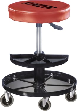 Produktbild: KUNZER Werkstatthocker Höhe 38 – 51 cm, Tragkraft 150 kg, pneumatisch, mit 2 Werkzeugablagen, um 360° drehbar