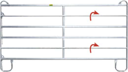 Technische Zeichnung: Patura Panel für Rinder mit 6 Horizontalrohren