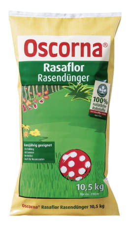 Produktbild: Oscorna® Rasaflor fein Rasendünger NPK 8+4+0.5 10,5 kg Sack Pulver