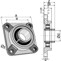 Technische Zeichnung: Industriehof® Spannlager UCF