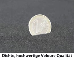 Produktbild: Fußmatte Velours für Traktoren und Baumaschinen, Detailansicht mit 1-Euro-Münze als Größenvergleich