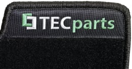 Produktbild: Fußmatte Velours schwarz, gekettelt, mit Logo-Etikett
