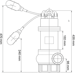 Technische Zeichnung: DeLaval Tauchpumpe C4000, 400 l/min, Anschluss 2