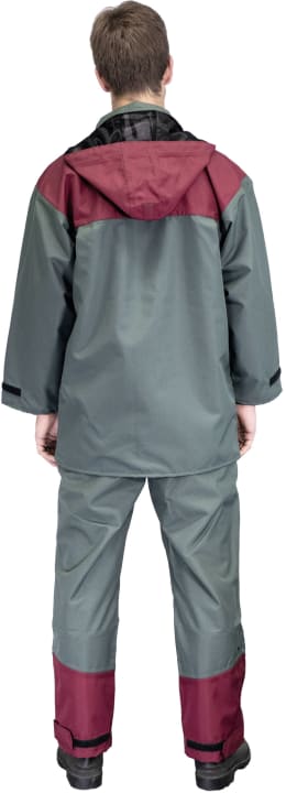 Produktbild: Pflanzenschutz-Jacke und -Latzhose Agrisafe in Grau und Bordeaux, Rückansicht