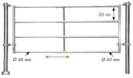 Technische Zeichnung: Patura Abtrennung R4, 395 – 505 cm, 4 Horizontalstreben