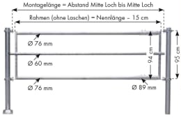 Technische Zeichnung: Patura Futtertischabtrennung, 5 m, 3 Horizontalstreben