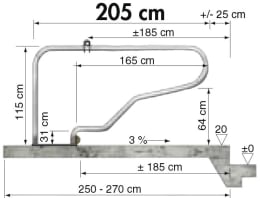 Technische Zeichnung: Patura Liegeboxenbügel Classic