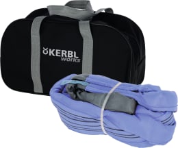 Produktbild: KERBL Abschleppschlinge blau mit verstärkten Schlaufen und schwarzer Transporttasche
