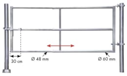 Technische Zeichnung: Patura Tor R3, 310 – 410 cm, 3 Horizontalstreben
