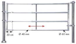 Technische Zeichnung: Patura Tor R4, 310 – 410 cm, 4 Horizontalstreben