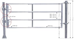 Technische Zeichnung: Patura Tor RS4, 295 – 405 cm, 4 Horizontalstreben
