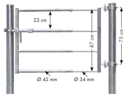 Technische Zeichnung: Patura Tor, 67 – 100 cm, klein, 4 Horizontalstreben