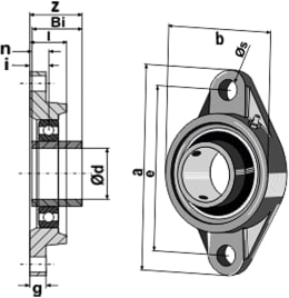 Technische Zeichnung: Industriehof® Spannlager UCFL