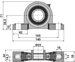 Technische Zeichnung: Industriehof® Stehlager UCP