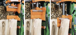 Produktbild: Posch® Holzspalter HydroCombi mit hydraulischem Spaltkeil beim Spalten eines Holzscheits