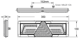 Technische Zeichnung: LED-Schlussleuchte Lima links/rechts, 12 V, mit Maßangaben
