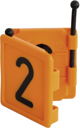 Produktbild: KERBL Halsbandnummer Duo Ziffer 2, Kunststoff orange, 2-teilig, für Halsmarkierungsbänder bis 4 cm Breite