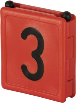 Produktbild: KERBL Halsbandnummer Duo Ziffer 3, Kunststoff rot, 2-teilig, für Halsmarkierungsbänder bis 4 cm Breite, 6 St.