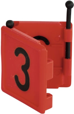 Produktbild: KERBL Halsbandnummer Duo Ziffer 3, Kunststoff rot, 2-teilig, für Halsmarkierungsbänder bis 4 cm Breite, 6 St.