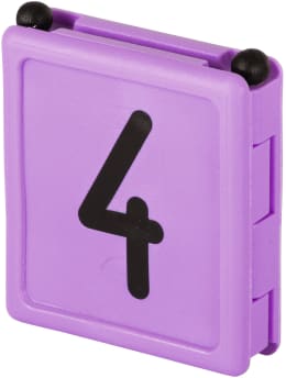Produktbild: KERBL Halsbandnummer Duo Ziffer 4, Kunststoff violett, 2-teilig, für Halsmarkierungsbänder bis 4 cm Breite
