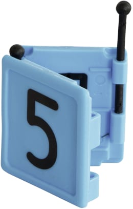 Produktbild: KERBL Halsbandnummer Duo Ziffer 5, Kunststoff blau, 2-teilig, für Halsmarkierungsbänder bis 4 cm Breite, 6 St.