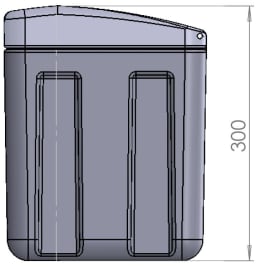 Technische Zeichnung: Deichselbox SanuBox 500-2 515 x 300 x 240 mm, aus Kunststoff für PKW-Anhänger