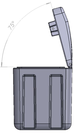 Technische Zeichnung: Deichselbox SanuBox 500-2 515 x 300 x 240 mm, aus Kunststoff für PKW-Anhänger