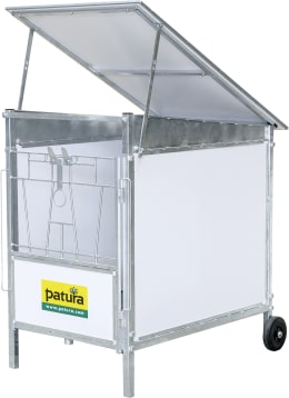 Produktbild: Patura Kälber-Auto mit aufklappbarem Dach, verzinktem Rahmen und Rädern