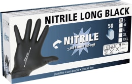 Produktbild: KERBL Einmalhandschuhe Nitrile Long Black 50 St.