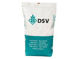 Produktbild: Mais-Saatgut DSV in weißer Verpackung mit türkisem Streifen
