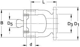 Technische Zeichnung: Walterscheid Weitwinkelflanschgabel FG WW80°