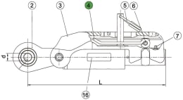 Technische Zeichnung: Walterscheid Bügel, für Stabilisator mechanisch mit Druckstrebe ASST-B