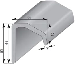 Technische Zeichnung: Kipperzett 65 x 65 x 4 mm mit Nut 10 x 1 mm, für Blechbrücken