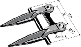 Technische Zeichnung: Industriehof® Doppelfinger Standard, für Schneidwerk Claas