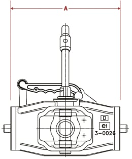 Technische Zeichnung: Walterscheid Zugmaul IN5410 manuell mit Adapterplatte, Ø Bolzen 31 mm
