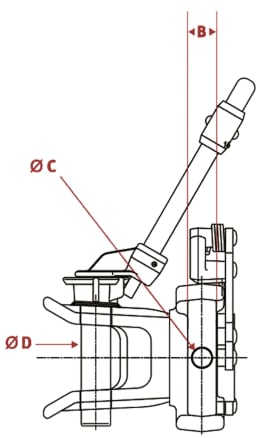 Technische Zeichnung: Walterscheid Zugmaul IN5410 manuell mit Adapterplatte, Ø Bolzen 31 mm