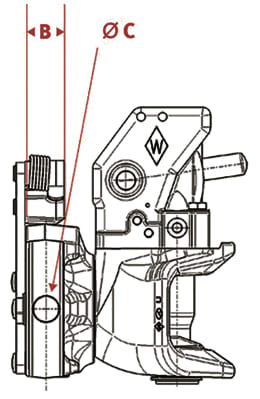 Technische Zeichnung: Walterscheid Zugmaul KU2000/...NA5 automatisch mit Adapterplatte, Ø Bolzen 32 mm