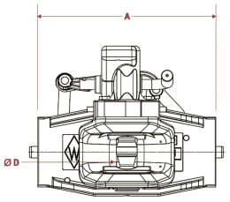 Technische Zeichnung: Walterscheid Zugmaul IN2000 automatisch mit Adapterplatte, Ø Bolzen 37 mm