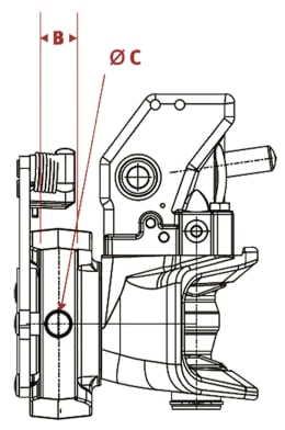 Technische Zeichnung: Walterscheid Zugmaul IN2000 automatisch mit Adapterplatte, Ø Bolzen 37 mm
