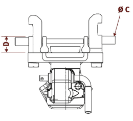 Technische Zeichnung: Walterscheid Zugmaul KU2000/853B automatisch mit Schienenweite 193 x 80 mm, Ø Bolzen 37 mm