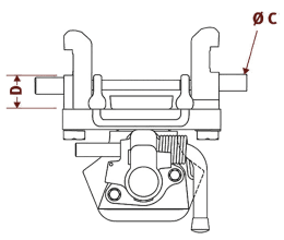 Technische Zeichnung: Walterscheid Zugmaul KU879/94008 automatisch mit Schienenweite 165 x 80 mm, Ø Bolzen 38 mm